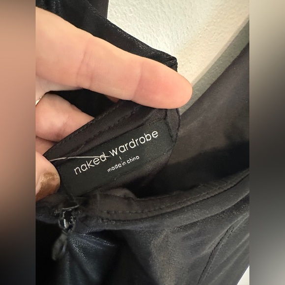 Naked Wardrobe Extra Drippin’ Faux Leather Crossover Halter Midi Dress NWT Large - Picture 8 of 9